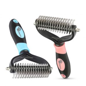 2 brosse de toilettage rose et bleu