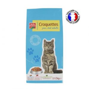 croquettes pour chat adulte 2kg au thon, saumon et légume vert / boeuf et volaille