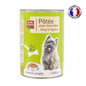 Boite de paté pour chien au boeuf et legume 400g marque BELLE FRANCE